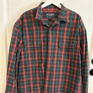 Vintage Abercrombie & Fitch Plaid Flannel Long Sleeve Multicolor Shirt Large